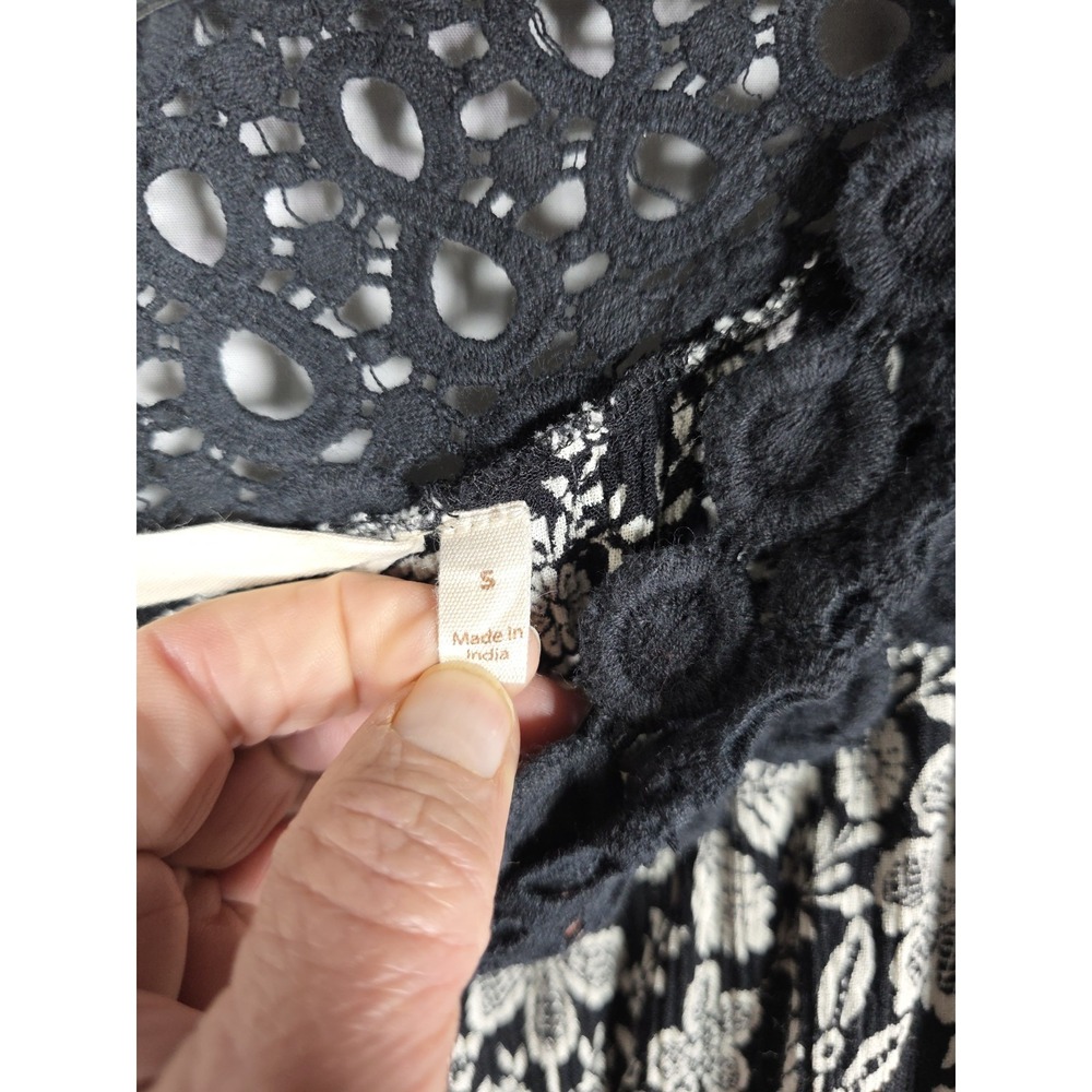 Soft Surroundings Maxi Dress Small Black White Floral Crochet Detail Boho S - Picture 5 of 10